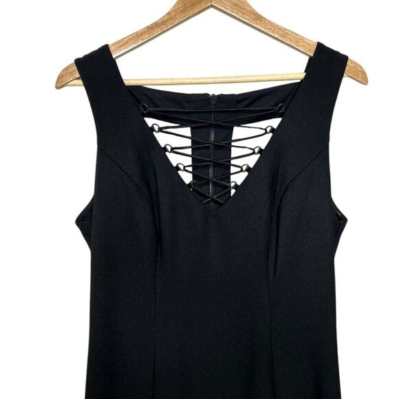 Bisou Bisou Sleeveless Black Sheath Criss-Cross V-Neck Dress Sz 12 New with tags - Picture 3 of 11